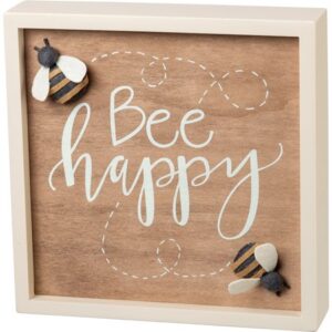 Bee Happy Inset Box Sign